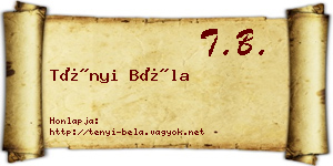 Tényi Béla névjegykártya